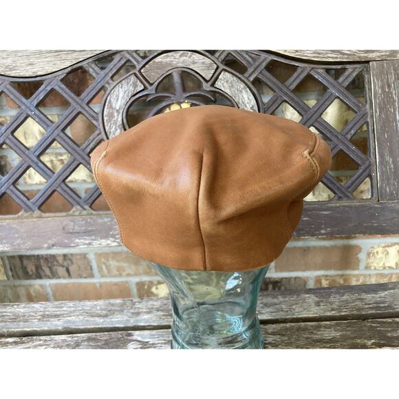 XL Vintage Lambskin Leather Hunting Newsboy Hat Cap - Picture 4 of 8